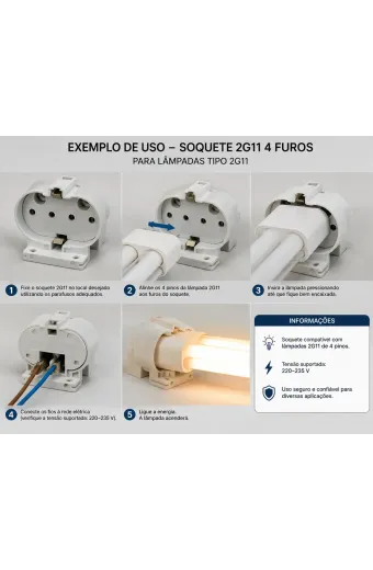 Soquete 2g11 P/ Dulux L 18w,24w,36w,55w,60w,95w